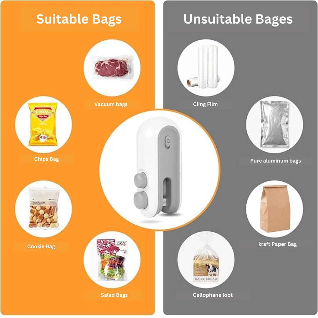 Portable Mini Sealing Machine, Handheld Packet Sealer for Food, Snacks, Chips, Fresh Storage, Plastic Bags Sealing Machine
