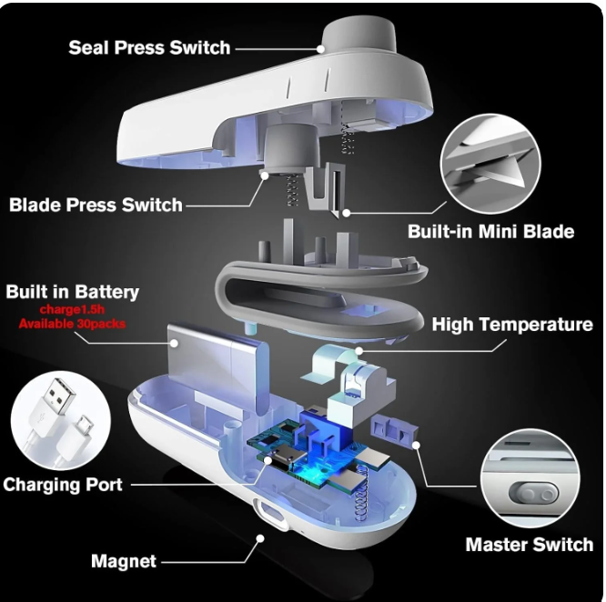Portable Mini Sealing Machine, Handheld Packet Sealer for Food, Snacks, Chips, Fresh Storage, Plastic Bags Sealing Machine